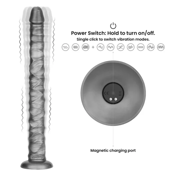 Lovetoy King Sized - vibrador grande - 40,5 cm - cinza
