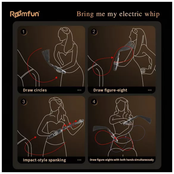 Roomfun - chicote de choque elétrico (preto)