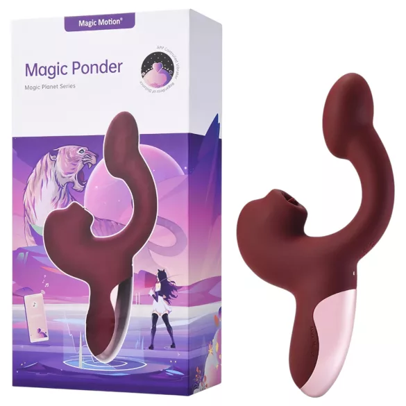 Magic Motion Magic Ponder - vibrador rabbit 2 em 1 - silicone bordô