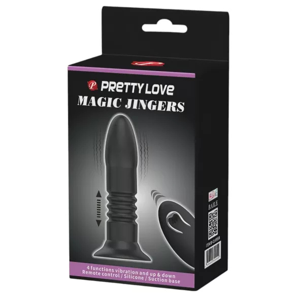 Pretty Love Magic Jinger - vibrador anal empurrador - silicone preto