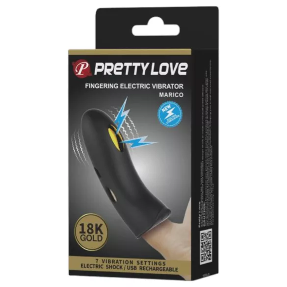 Pretty Love Marico - vibrador de dedo eletroestimulação - silicone preto