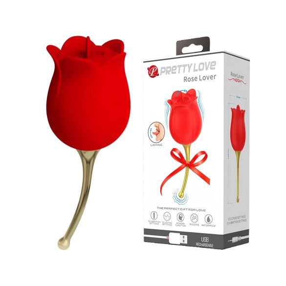 Pretty Love Rose Lover - Vibrador 2 em 1 con Língua (vermelho)