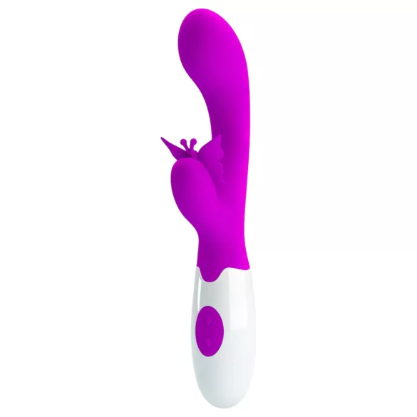 Pretty Love - vibrador com estimulador de clitóris - borboleta - silicone rosa