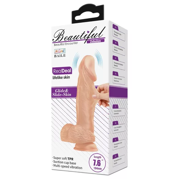 Baile Zebulon - vibrador realístico com escroto - 19cm - cor natural