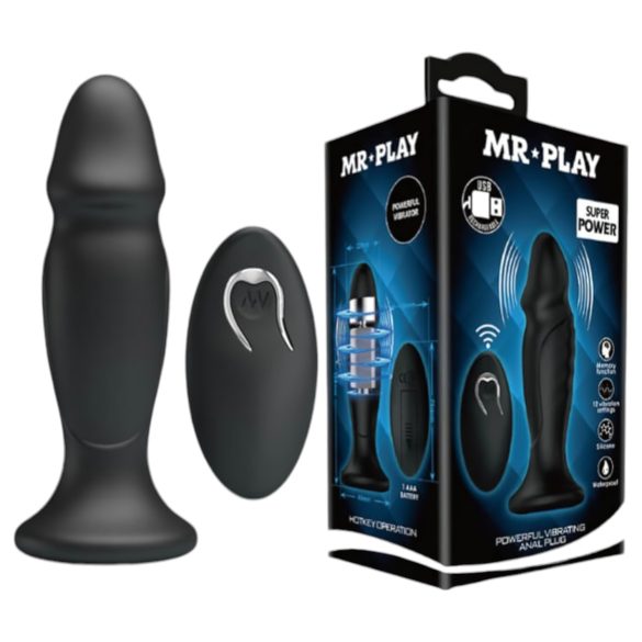 MR. PLAY - Vibrador Anal com Controle Remoto (Preto)