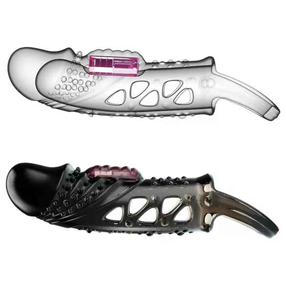 Pretty Love Cecelia - capa peniana com anel vibratório - silicone preto