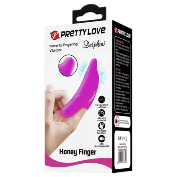 Pretty Love Delphini - vibrador de dedo formato golfinho - silicone roxo