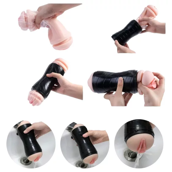 Vibeconnect - masturbador boca realista e vagina - cor natural e preta