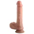 Dupla Densidade - dildo realístico com ventosa e com testículos - 20 cm (cor natural)