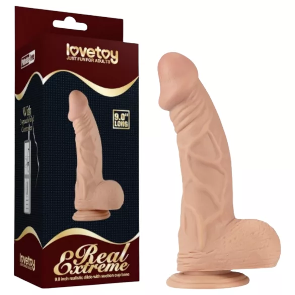 Lovetoy Real Extreme - dildo com ventosa - 23 cm (cor natural)