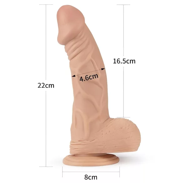 Lovetoy Real Extreme - dildo com ventosa - 23 cm (cor natural)