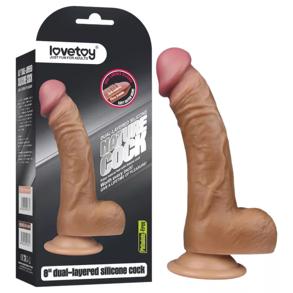 Lovetoy - dildo realístico curvado - 20cm - cor natural