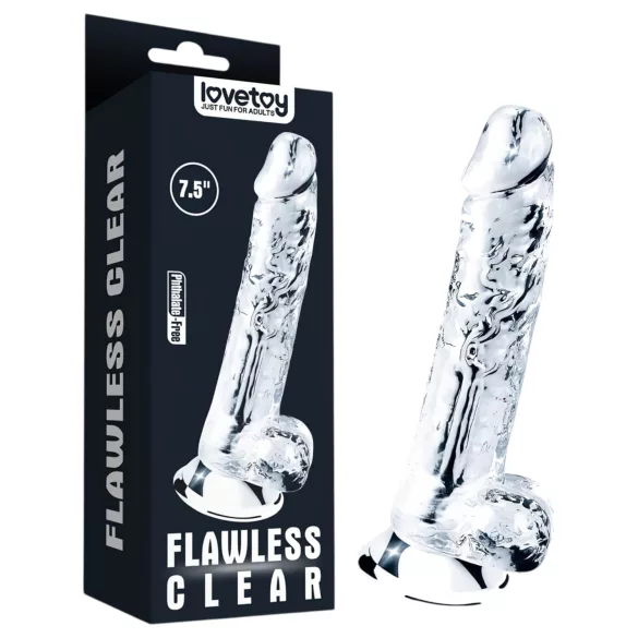Lovetoy Flawless Clear - dildo com ventosa - 19 cm (transparente)