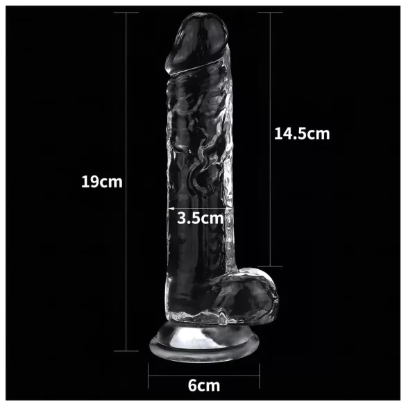 Lovetoy Flawless Clear - dildo com ventosa - 19 cm (transparente)