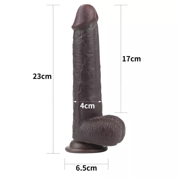 Lovetoy Sliding-Skin - dildo de dupla camada - 23 cm (castanho)