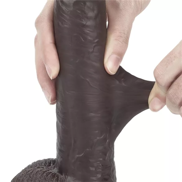 Lovetoy Sliding-Skin - dildo de dupla camada - 23 cm (castanho)