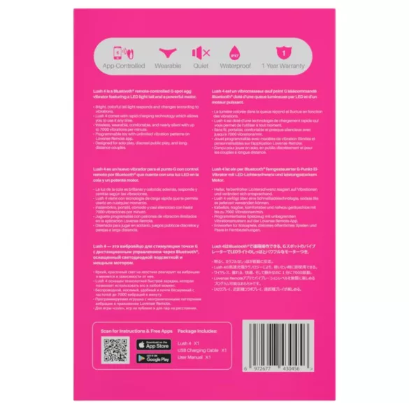 Lovense Lush 4 - Ovo vibratório controlado por aplicativo (rosa)
