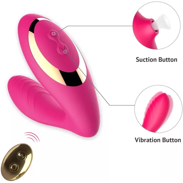 Tracy's Dog 2 - vibrador sugador 2 em 1 - silicone rosa