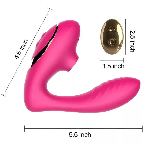 Tracy's Dog 2 - vibrador sugador 2 em 1 - silicone rosa