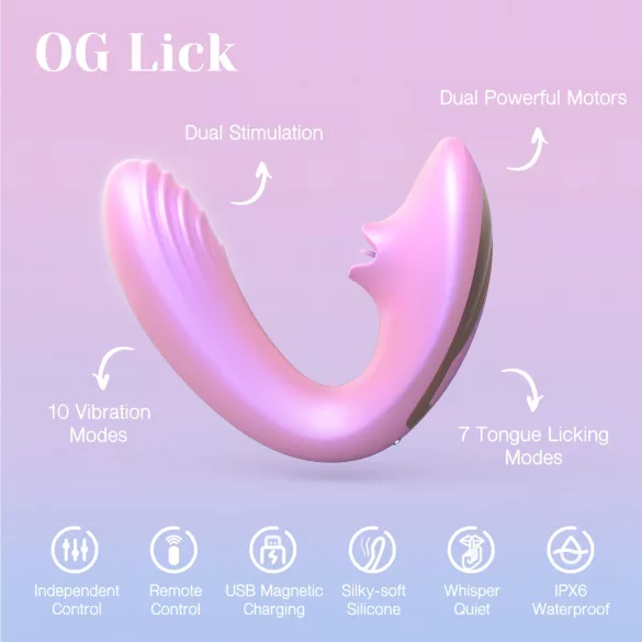 Tracy's Dog OG Lick - vibrador de ponto G e estimulador de clitóris (rosa)