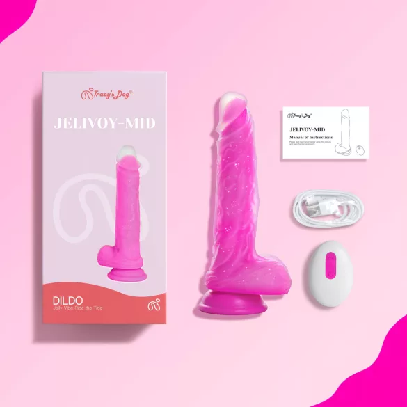 Tracy's Dog Jelivoy-Mid - vibrador realista - 20 cm (cor-de-rosa)
