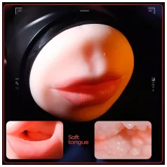   Leopard - vibrador peniano com boca e vagina artificial (cor natural)