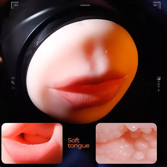 Leopard - vibrador masculino boca e vagina artificial - cor natural