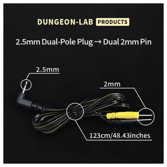DG-LAB - cabo de eletrodo de jack de 2,5 mm para pinos de 2 mm (preto)