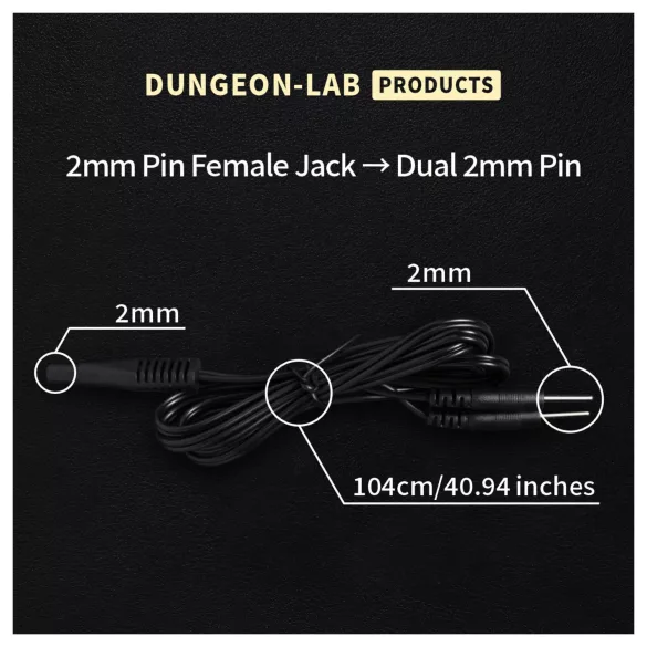 DG-LAB - Cabo extensor e divisor de eletrodo de 2 mm (preto)