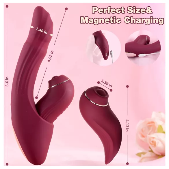 Vibeconnect - vibrador 2 em 1 ponto G e clitóris - silicone vermelho