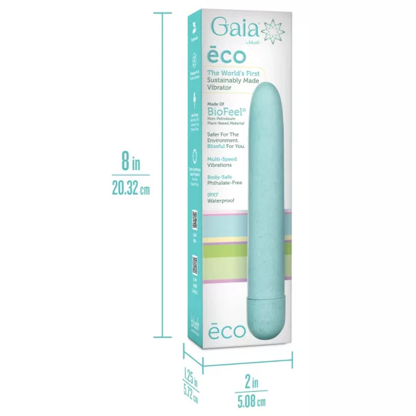 Gaia Eco L - vibrador em forma de bastão ecológico (azul) - grande