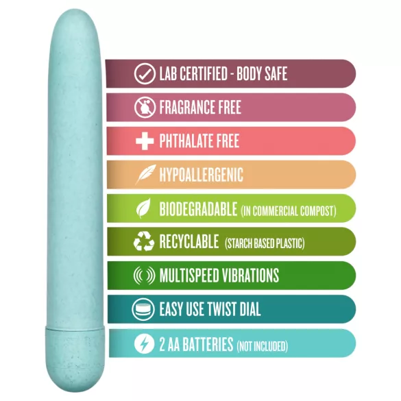Gaia Eco L - vibrador em forma de bastão ecológico (azul) - grande