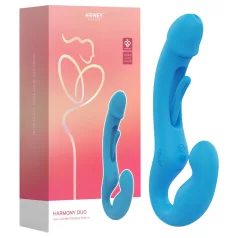   Honey Play Box Harmony Duo - vibrador strap-on com língua vibratória azul