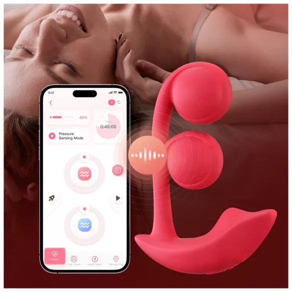 Honey Play Box Melody - Vibrador com pérolas 2 em 1 controlado por app (vermelho)