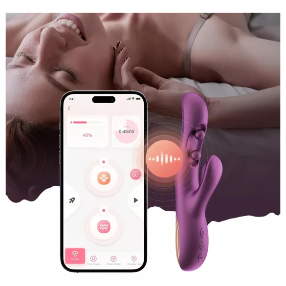 Honey Play Box Gem - Vibrador com pérolas para ponto G e clitóris controlado por app (roxo)