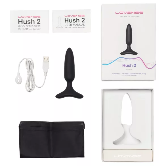 Lovense Hush 2 XS - plug anal vibratório pequeno recarregável 25mm - preto