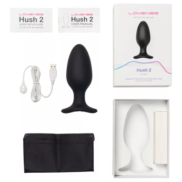 Lovense Hush 2 L - vibrador anal pequeno recarregável 57mm - preto