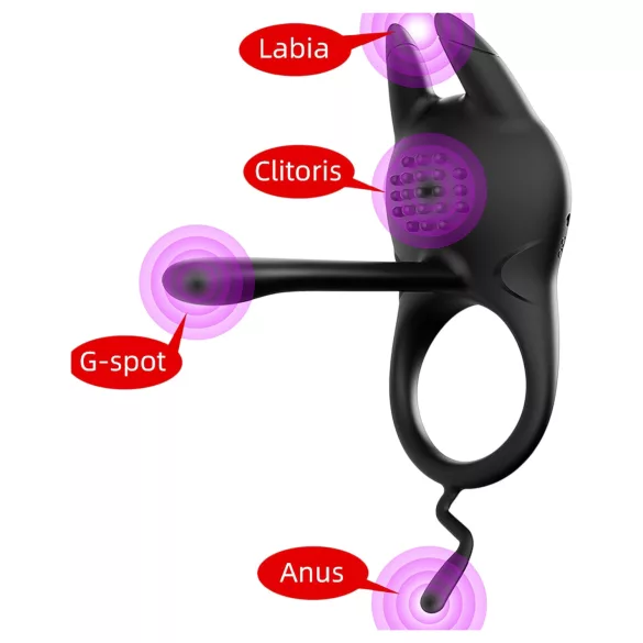 AlvUp - anel peniano vibratório com estimulador de clitóris - preto