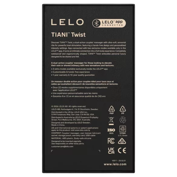 LELO Tiani Twist - vibrador de casal inteligente (roxo)