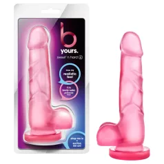 B Yours Sweet N Hard 4 - dildo com escroto - 18cm - rosa