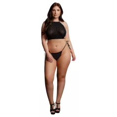   Le Désir Plus Size - conjunto sexy com strass - preto (XL-3XL)