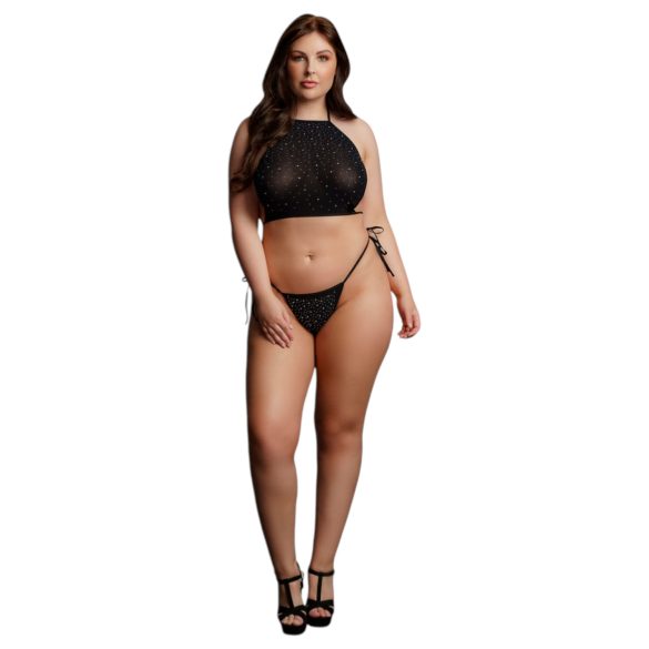 Le Désir Plus Size - conjunto de festa com strass - preto (XL-3XL)