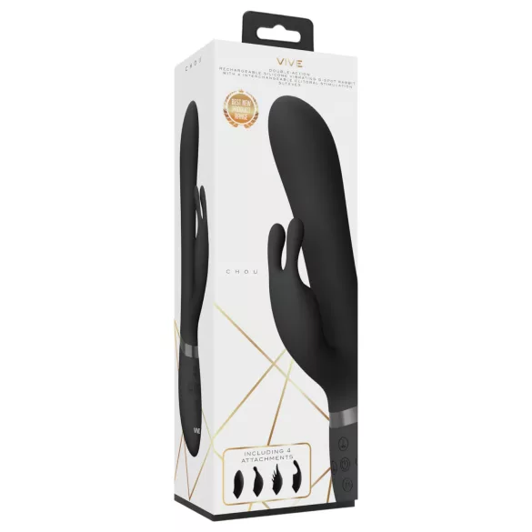 Vive Chou - vibrador clitóris com braço 4 em 1 - silicone preto