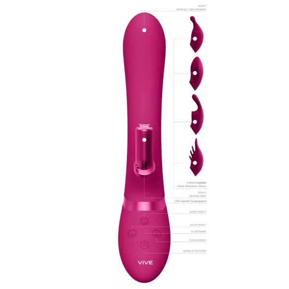 Vive Chou - vibrador clitóris recarregável com cabeças intercambiáveis
