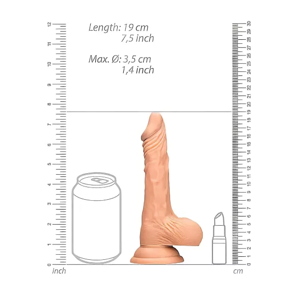 RealRock - dildo realístico com escroto 17cm - cor natural