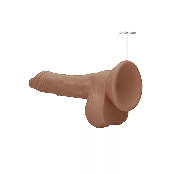 RealRock - Dildo realístico com escroto - 17cm - cor marrom