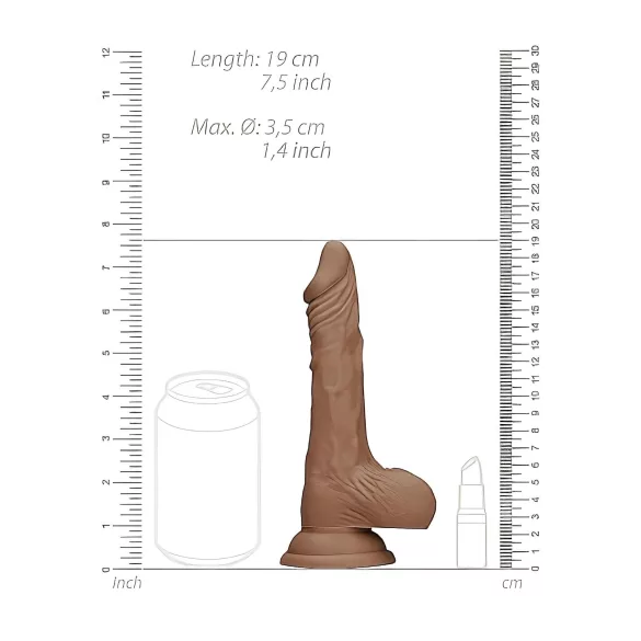 RealRock - Dildo realístico com escroto - 17cm - cor marrom