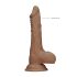RealRock Dong 8 - Pênis Realístico com Escroto (20cm) - Natural Escuro