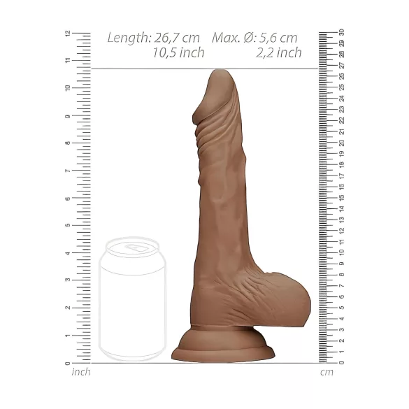 RealRock - dildo realístico com escroto 25cm - cor pele escura