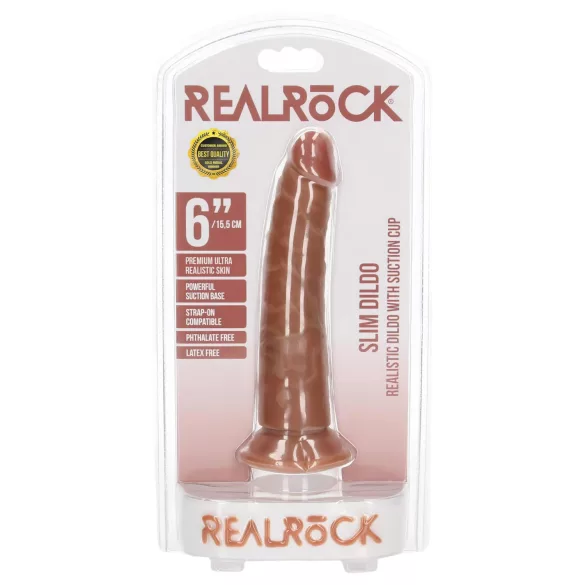 RealRock Slim - dildo realístico 15,5cm - cor pele escura